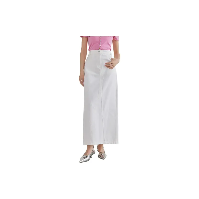 A21 Casual Long Skirts Women's Ecru-2