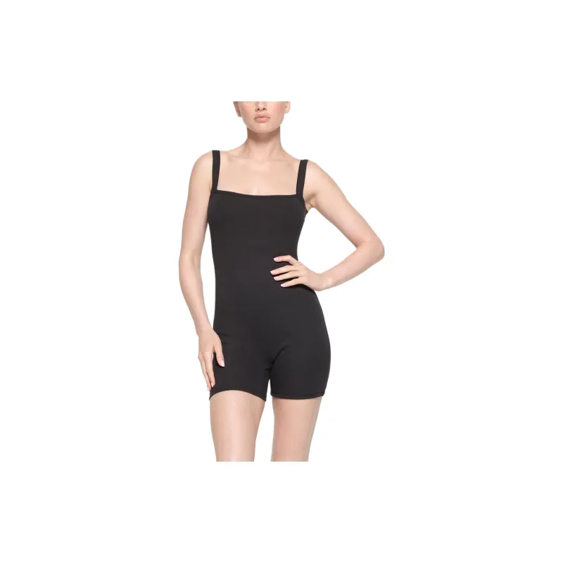 SKIMS SS24 COTTON RIB LOW BACK ONESIE Bodysuits Women's SOOT/Coal Gray-1