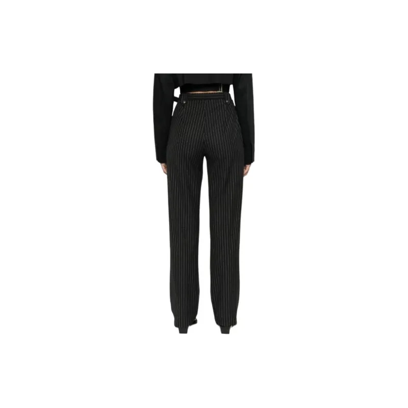 VERSACE JEANS COUTURE Pinstriped Logo engraved Straight Trousers-2