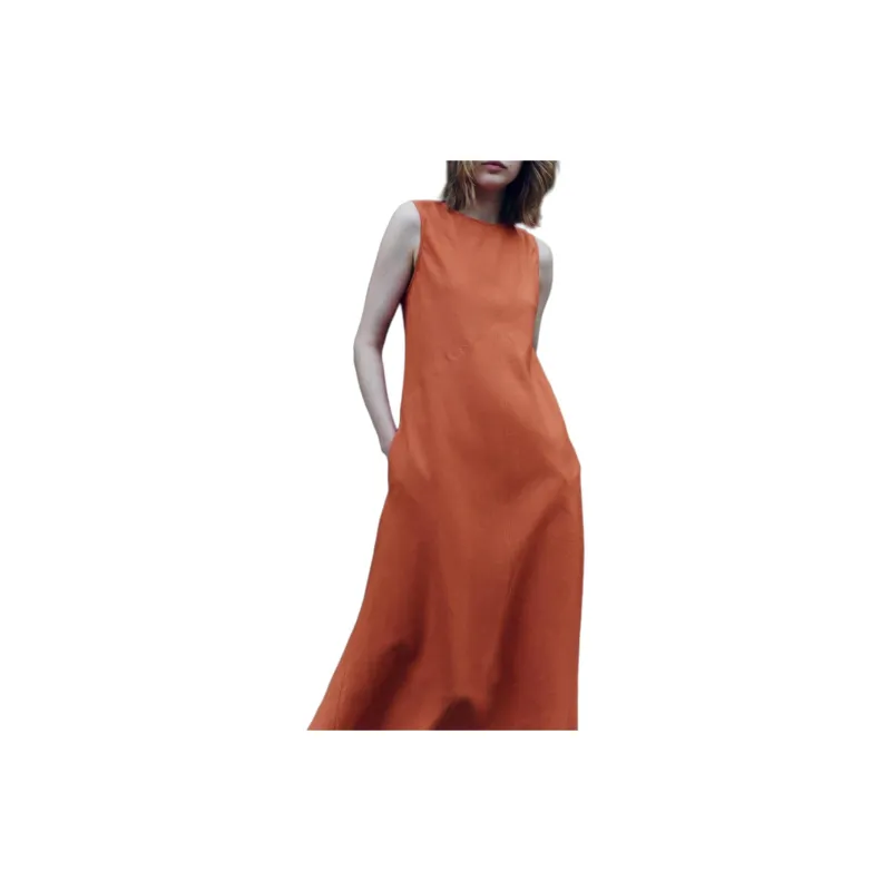 ZARA ZW Series Sleeveless Dress Women's Yellow-4