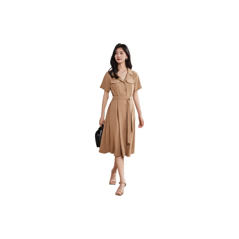 Coonesha Short Sleeved Dresses Women's Khaki-2