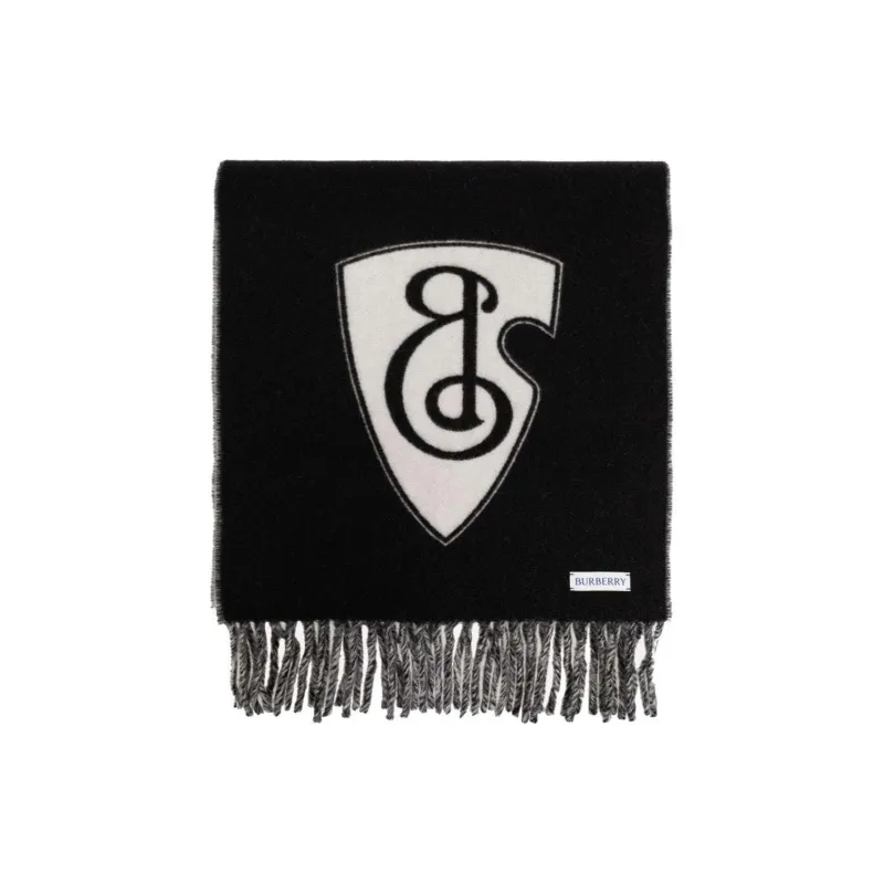 Burberry Logo Jacquard Fringed Edge Scarf-1