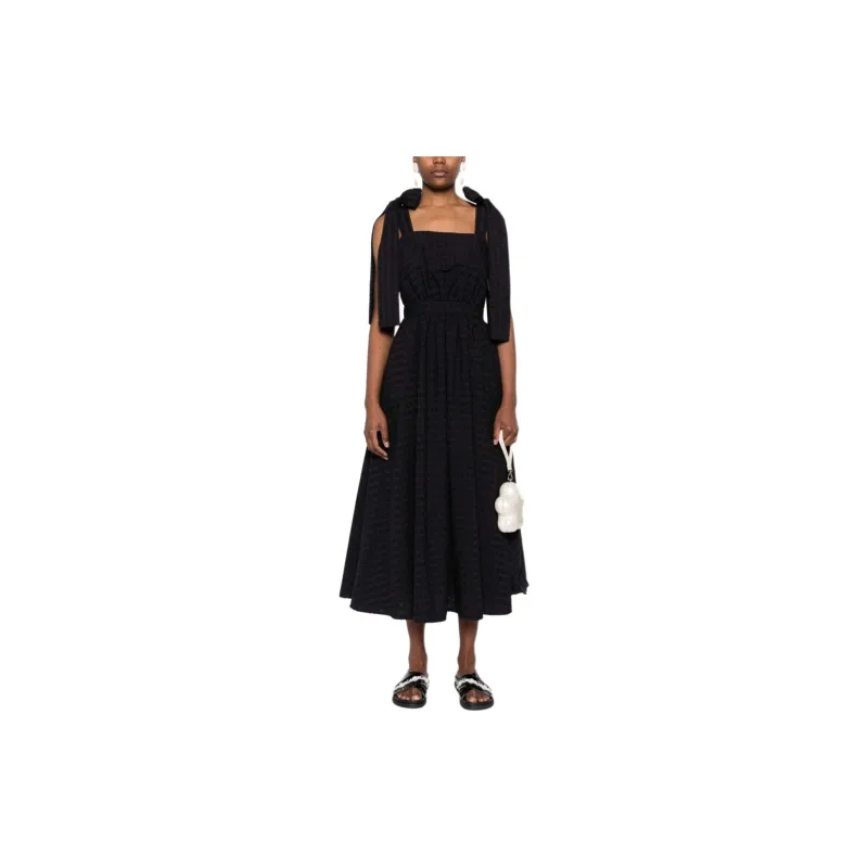 MSGM Bow Detailed Square Neck Dress-1