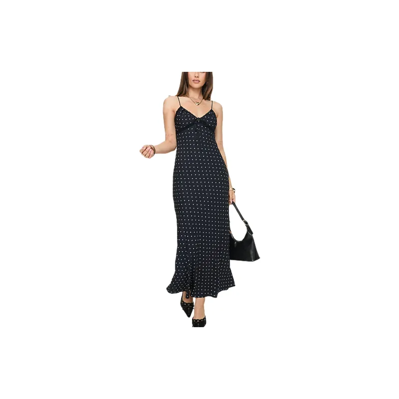 PRINCESS POLLY EMILY MAXI DRESS POLKA DOT Slip Dresses Women's Black-3