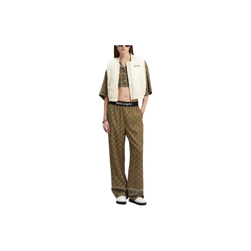 PALM ANGELS Paisley-Printed Piped-Trim Detailed Trousers-1