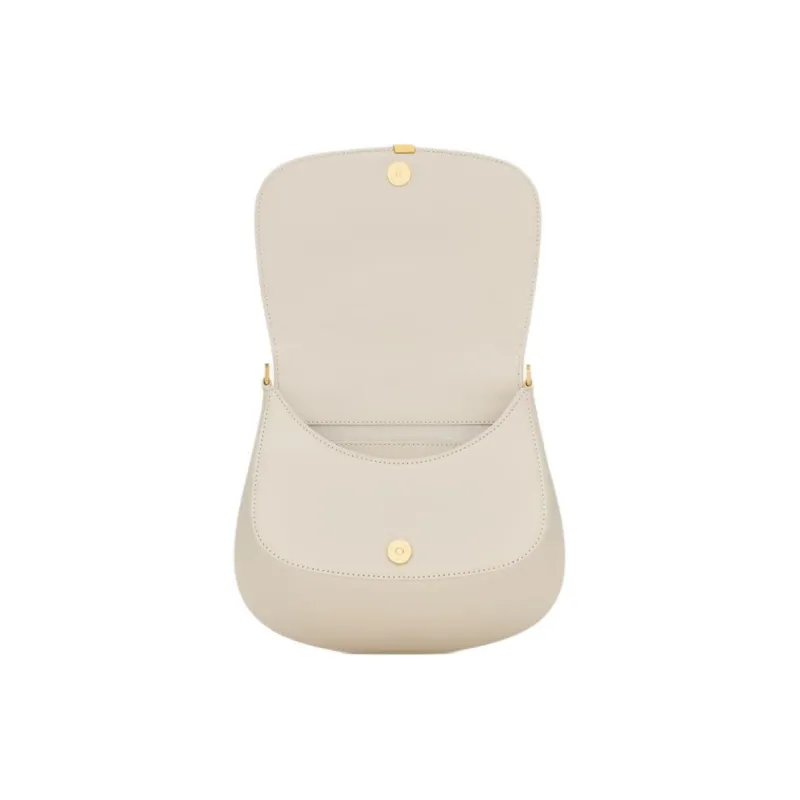 SAINT LAURENT Nolan Calfskin Handbag, Shoulder Bag Women's Vintage White-4
