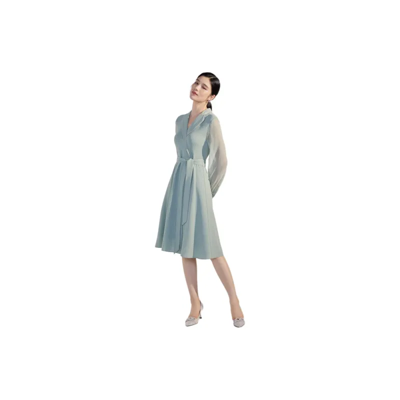 BBLLUUEE Long Sleeved Dress Women's Avocado Green-4