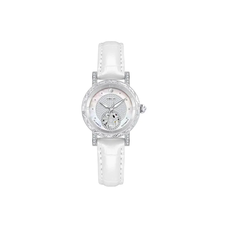 ORCO Mechanical Movement Watch Unisex White Dial-4
