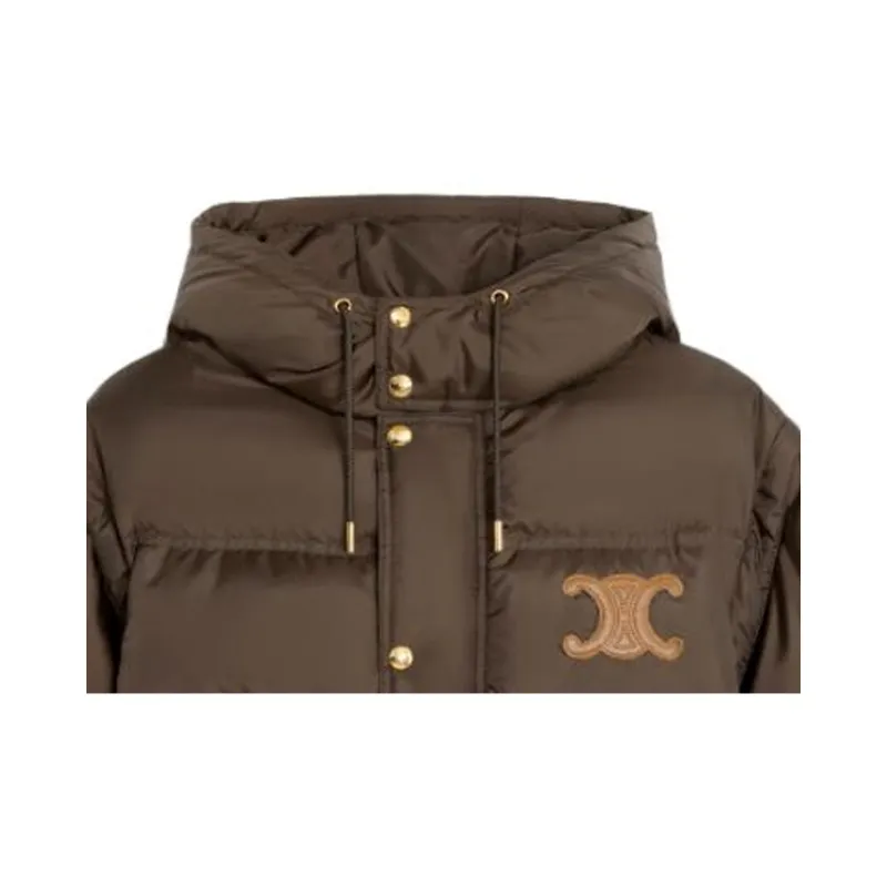 CELINE Triomphe Cropped Down Jacket In Lightweight Nylon-6