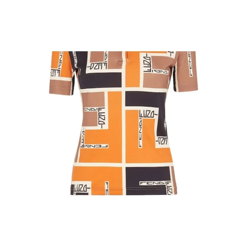 FENDI Ff Motif Short Sleeved Polo Shirt-5