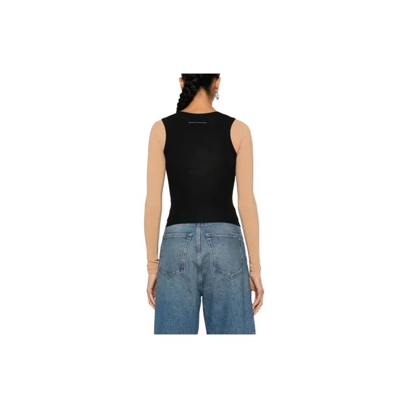 MM6 Maison Margiela Two Toned Numbers Motif Layered Top-2