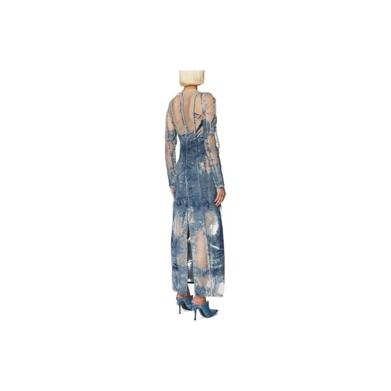 DIESEL Long-Sleeved Dresses Women's Blue-2