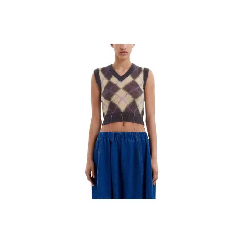 MARNI Checked V-Neck Knitted Vest-1