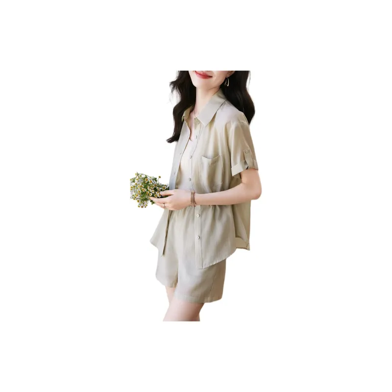 Mo Han Yi Mei Shirt Matching Set Women's Khaki-2