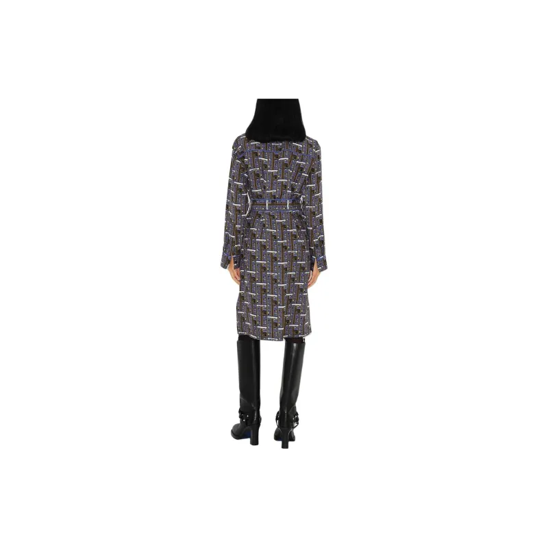 Burberry Long-Sleeved Dresses Women's Knight Blue-2
