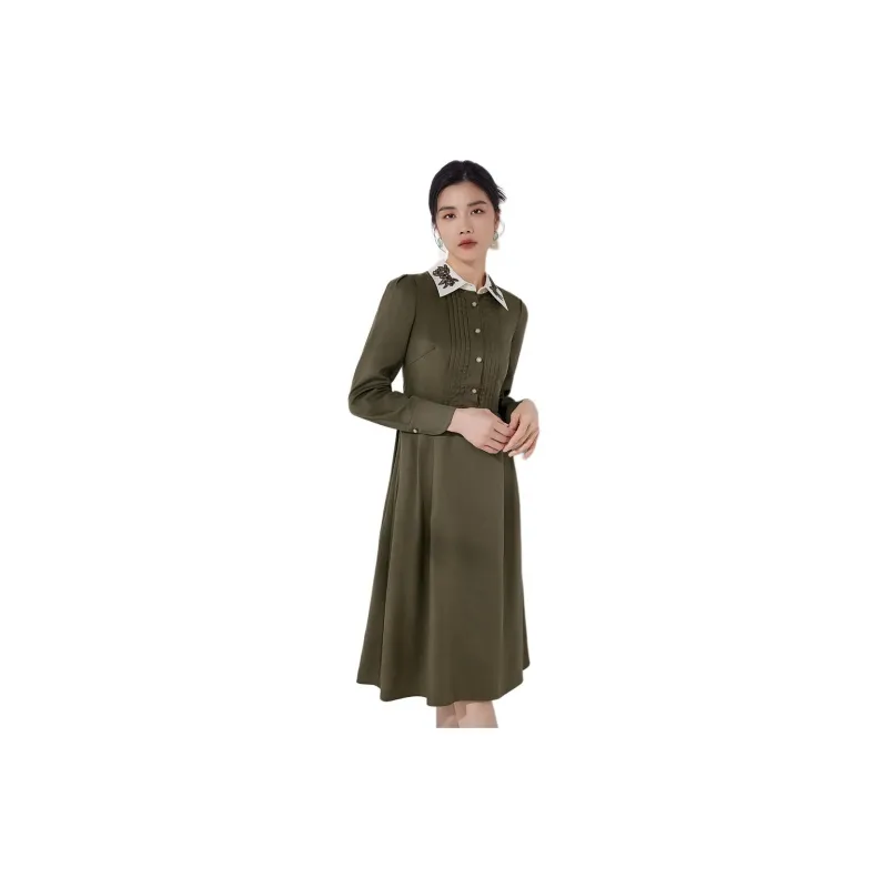 BBLLUUEE Long Sleeved Dress Women's Tea Green-1