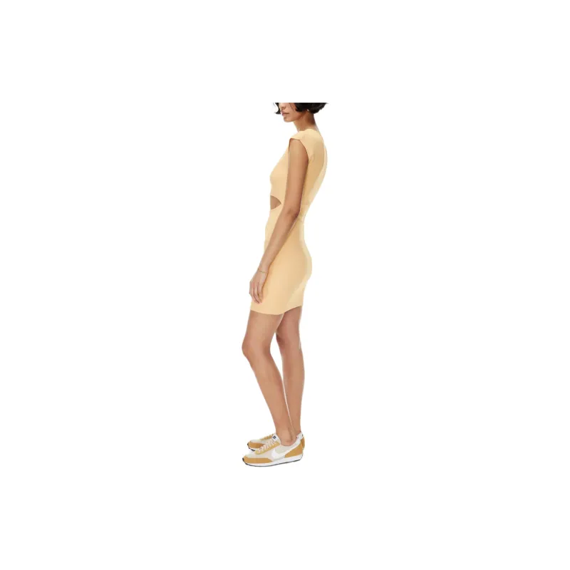 ARITZIA Wilfred Free Cut-Out Knit Mini Dress Short-Sleeved Dresses Women's Sunfaded Apricot-3