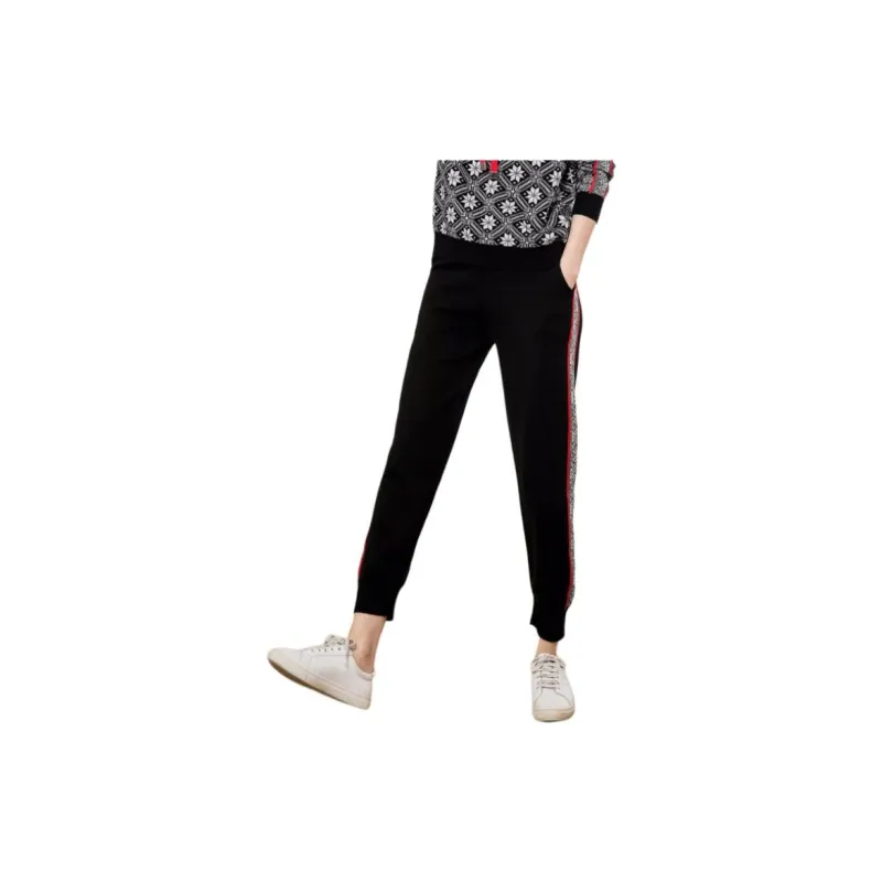 H YXIANG Knitted Sports Pants Women's Black-2