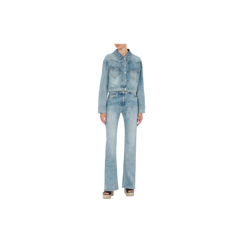 MOSCHINO Jeans Button-Up Cropped Denim Jacket-1