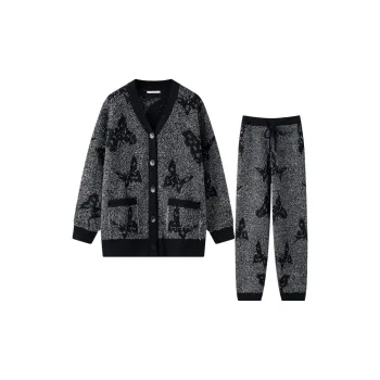 MEITENG Pajama Set Women's Black Gray Color
