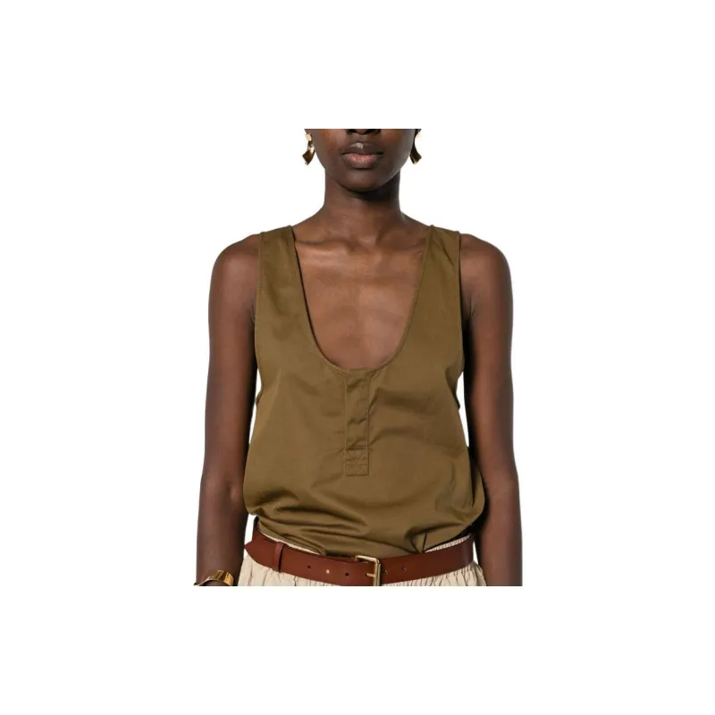 SAINT LAURENT Straight Hem Sleeveless Top-2