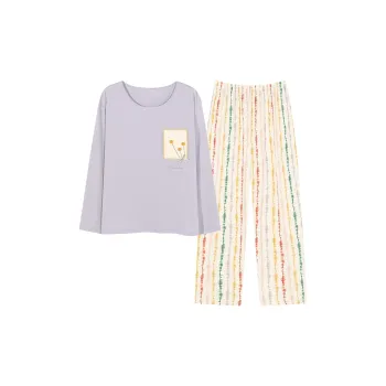 PBENO PD Pajama Set Women's Soft Floral Purple