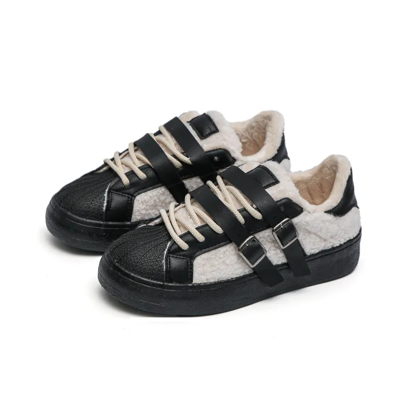 TUOPIN Anti-Slip Wear-Resistant Low-Top Skateboard Shoes Women's Blue Brown-5