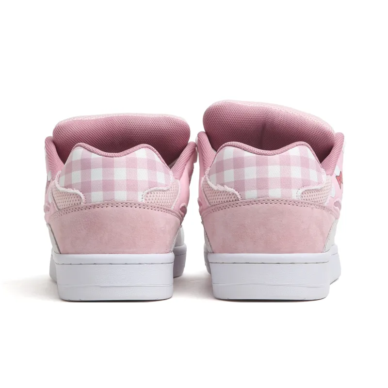 SINPERCO Anti Slip And Wear Resistant Lightweight Low Top Skateboard Shoes Women's White Pink-3