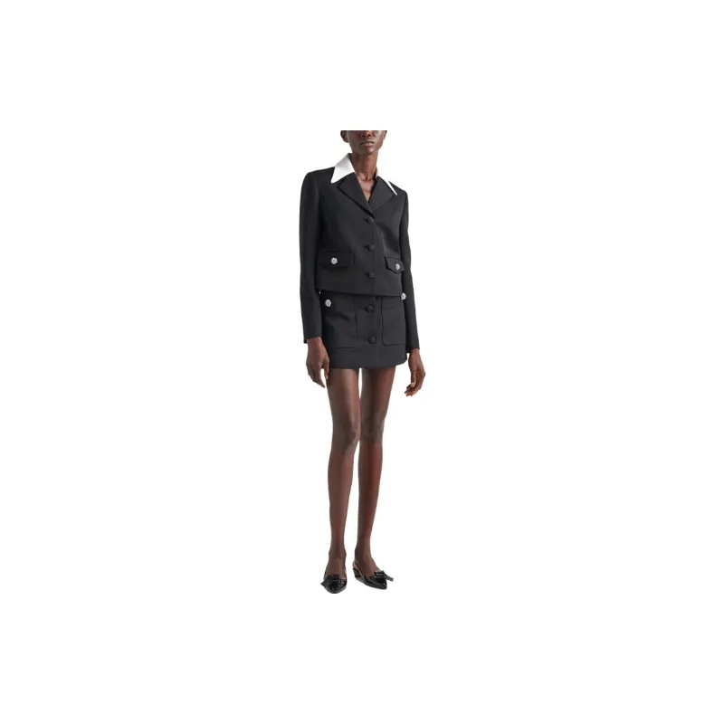 PRADA Contrast trim Wool Blazer-1