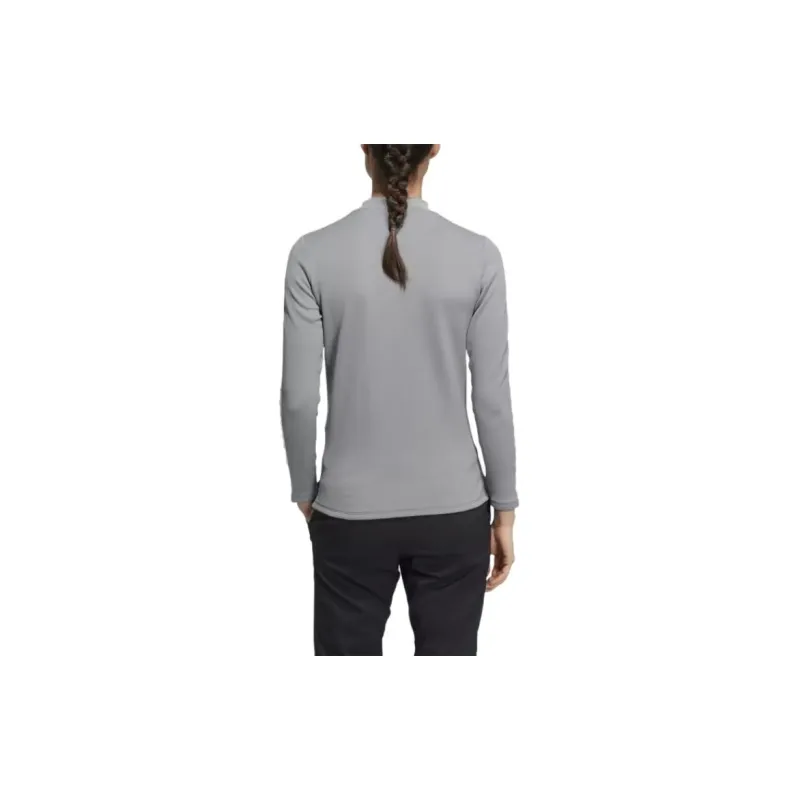 Adidas Aeroready 3-Stripes Mock Neck Long Sleeve Shirt T-Shirt Women's Gray-2