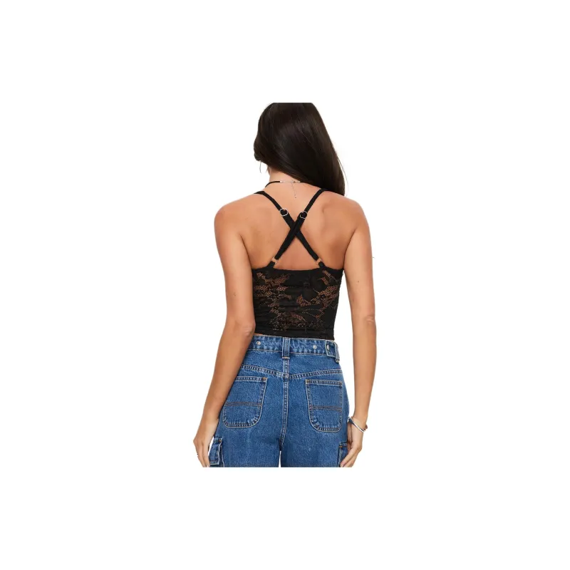 PRINCESS POLLY WANDELLA LACE TANK Tank Tops Women's BLACK/Black-2
