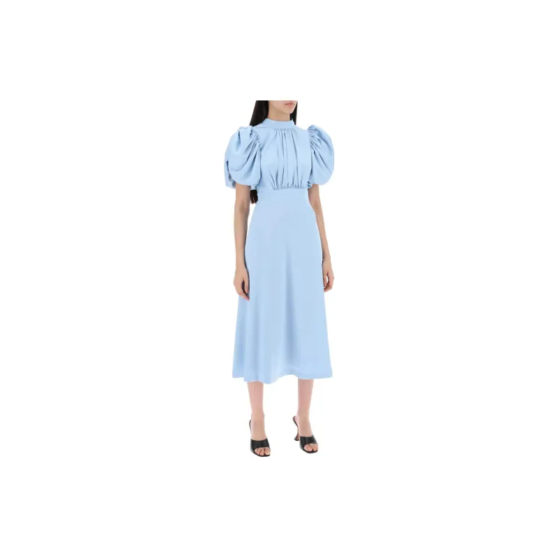 Rotate Satin Puff Midi Dress-1