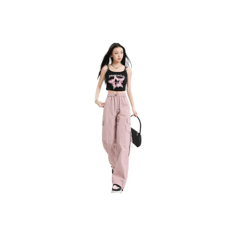 YINLEI Cargo Pants Women's Pink-1