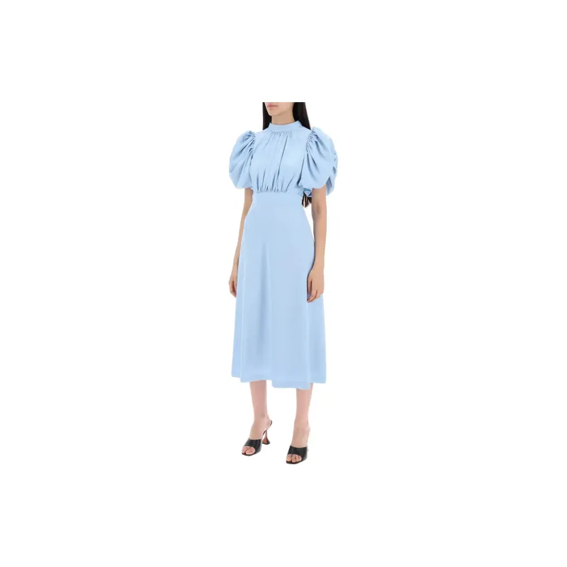Rotate Satin Puff Midi Dress-3
