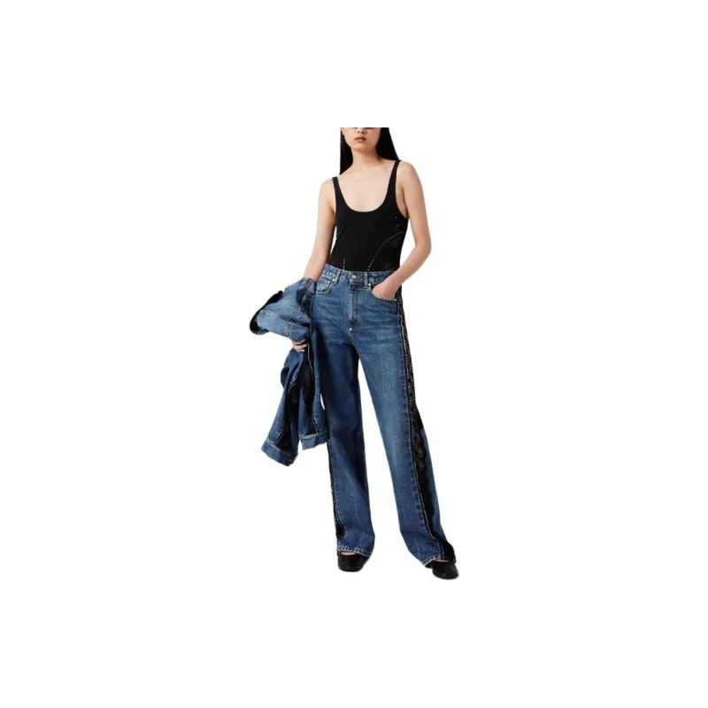 Stella McCartney High Waist Lace Panelled Straight Leg Jeans-2