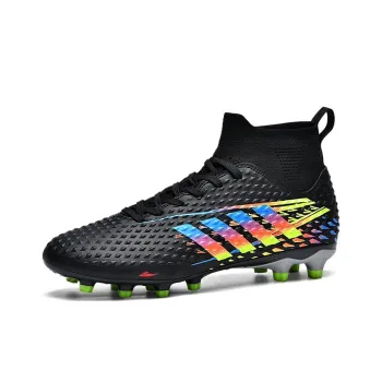 Kuding Soccer Shoes Unisex Mid Top Black/White/Aqua
