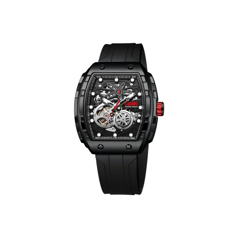 PEAK Race Collection Wrist Watch Mechanical Movement Silicone Strap Watch Men's Watches Cut Out Dial-4