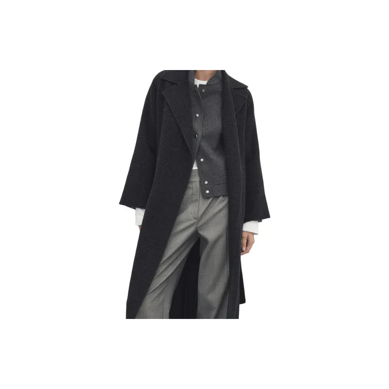 Massimo Dutti Coats Women's Pitch Black Gray-4