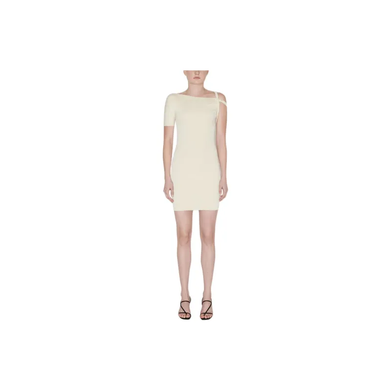 Khy DROP 004 Sueded Stretch Twist Mini Dress Short Sleeved Dress Women's Stone/Stone Color-1