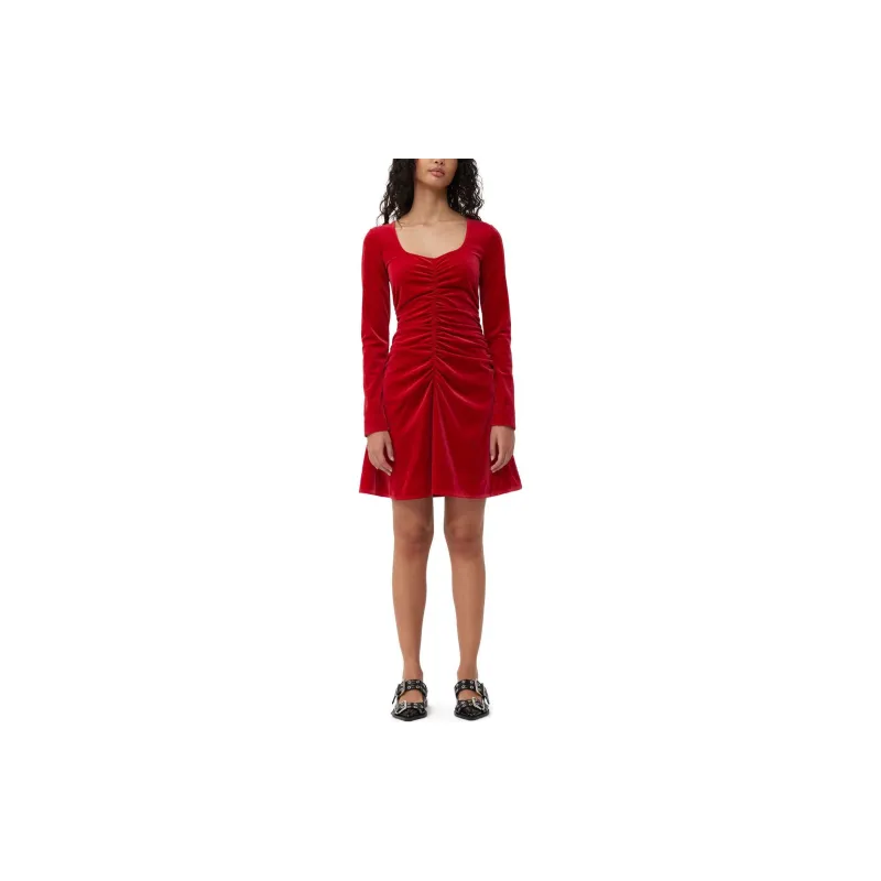 GANNI Velvet Ruched Mini Dress-2