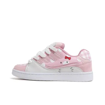 SINPERCO Anti Slip And Wear Resistant Lightweight Low Top Skateboard Shoes Women's White Pink
