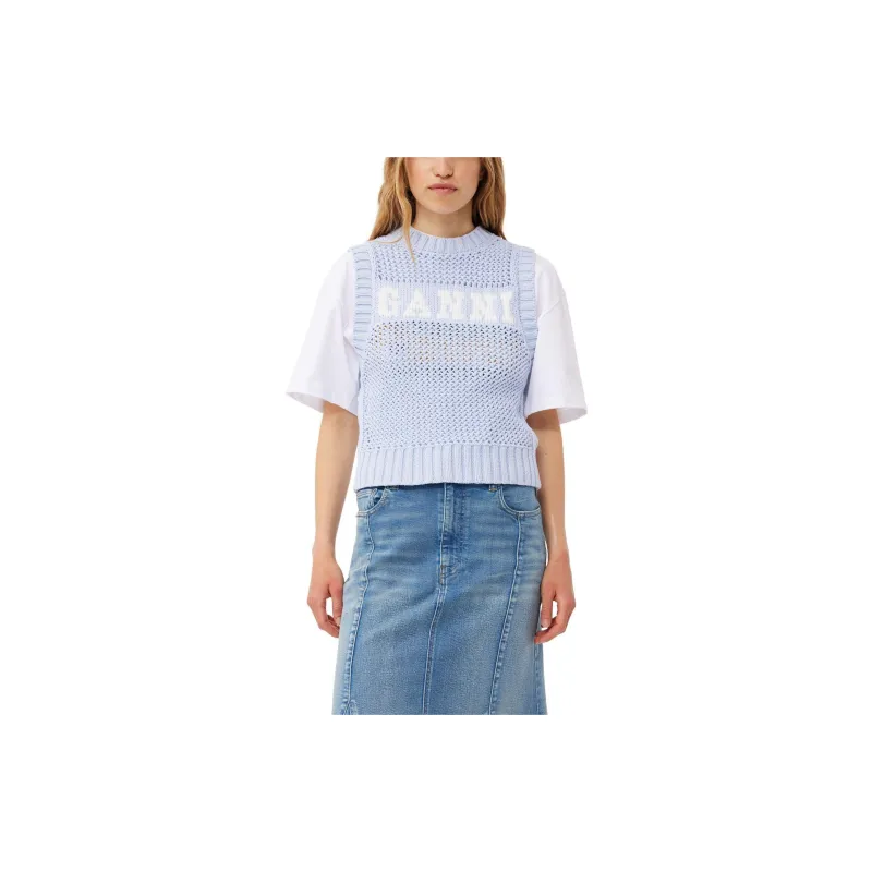 GANNI Logo Intarsia Knitted Vest-5