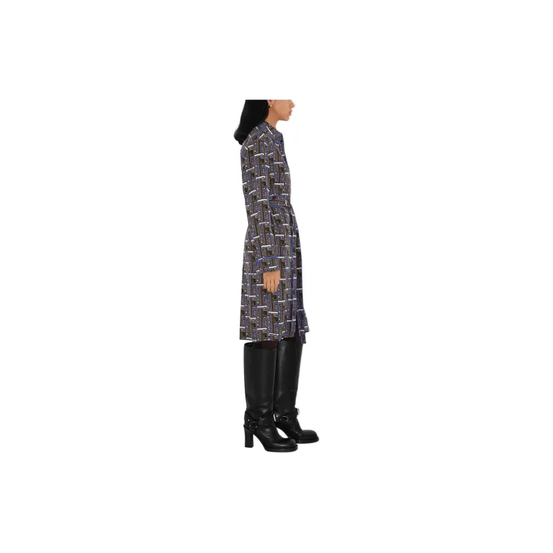 Burberry Long-Sleeved Dresses Women's Knight Blue-3