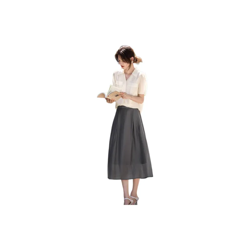 XWI Skirt Set Women's Ecru With Gray-1