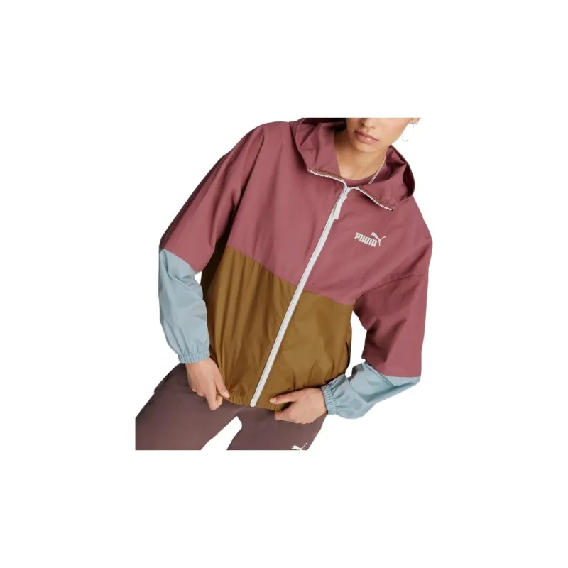 PUMA Colourblock Hooded Windbreaker Trench Coat Women's Pink-2