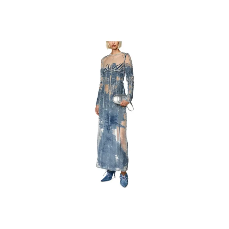DIESEL Long-Sleeved Dresses Women's Blue-1