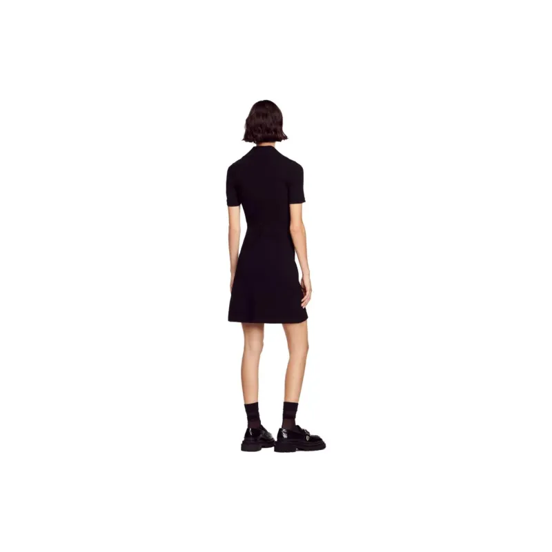 Sandro Rib-knit Flared Minidress-2