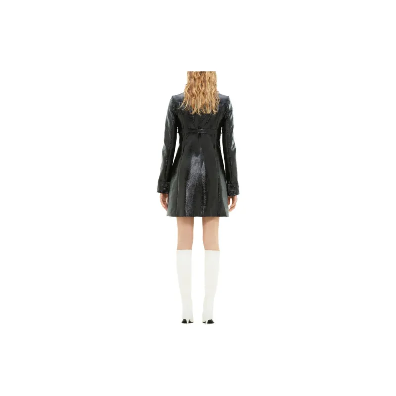COURREGES Belted Short Heritage Vinyl Coat 'Black'-3