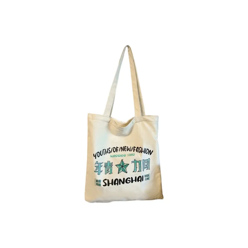 Warrior Canvas Canvas Bag Tote Bag Shopping Bag Shoulder Bag Regular Women's White-2