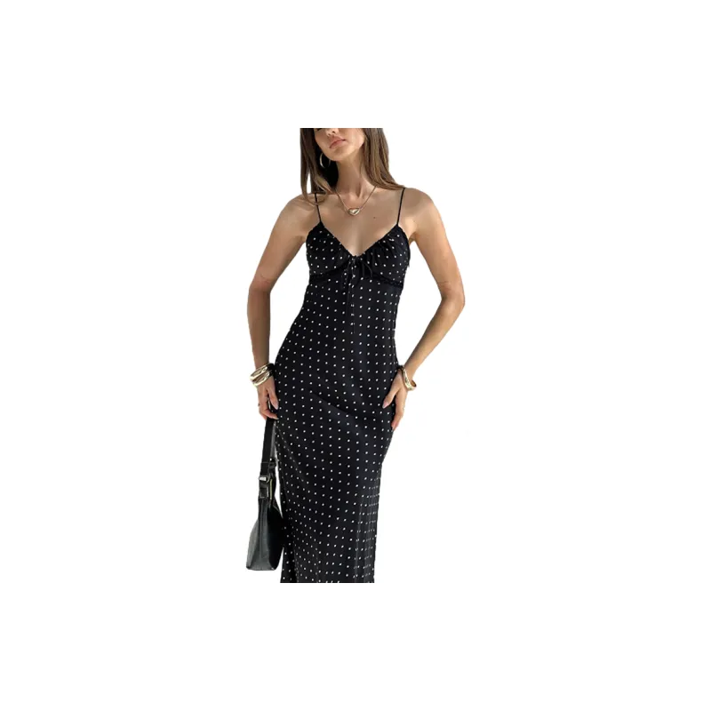 PRINCESS POLLY EMILY MAXI DRESS POLKA DOT Slip Dresses Women's Black-5